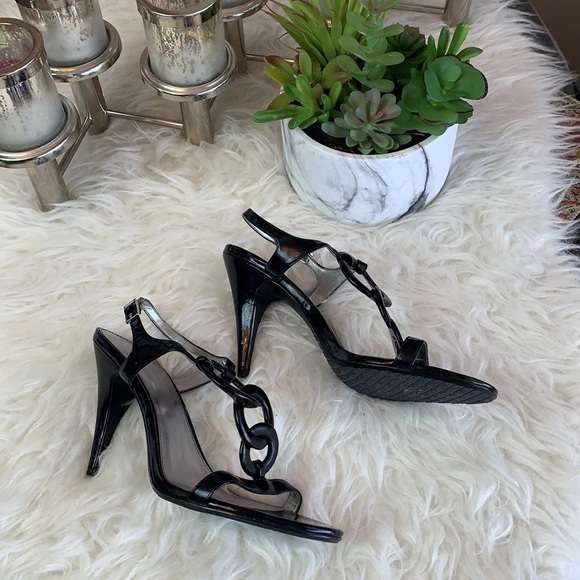 Calvin Klein Women’s Black Patent Open Toe Pumps Size 8 US - Picture 2 of 14